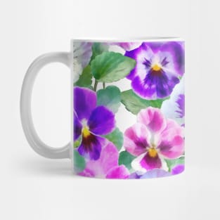 Colorful Violets Pansy Flower Pattern Mug